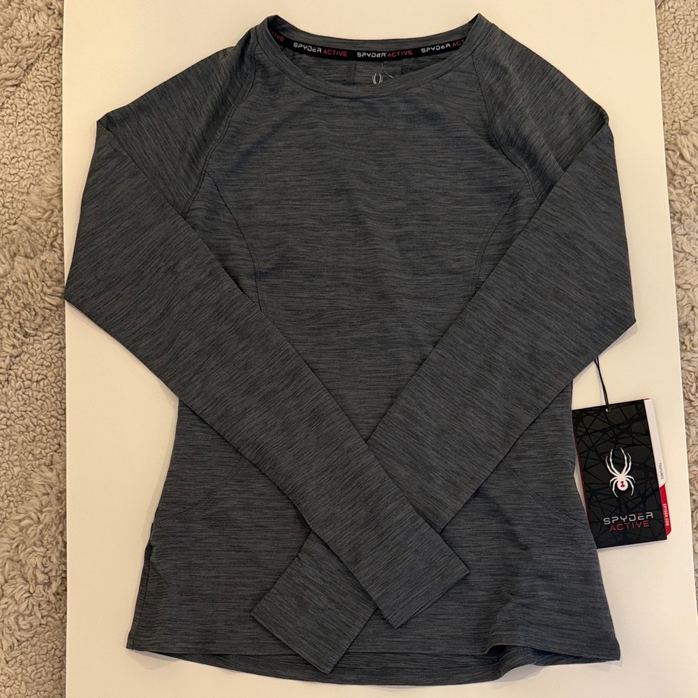 Spyder Women's Long-Sleeve Crew Top in Charcoal Heather - S